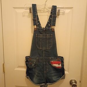 Denim Overalls with Star and Flag Accents